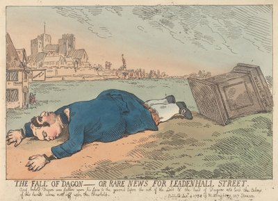 Upadek Dagona – czyli rzadkie wiadomości z Leadenhall Street autorstwa Thomas Rowlandson