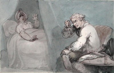 Gamester idzie do łóżka (akwarela z długopisem i atramentem na papierze) autorstwa Thomas Rowlandson