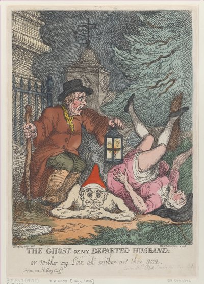 Duch mego zmarłego męża, lub więdnij moją miłość, więdniesz odszedłeś, kwiecień 1 kwietnia 1808 r. autorstwa Thomas Rowlandson