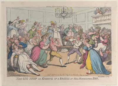 The Gig Shop lub Kicking Up a Breeze w Nell Hammiltons Hop, 16 lutego 1811., 16 lutego 1811. autorstwa Thomas Rowlandson