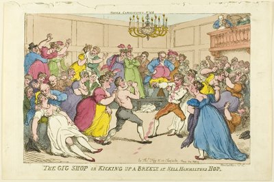 Sklep koncertowy lub Kopanie bryzy w Nell Hammiltons Hop autorstwa Thomas Rowlandson