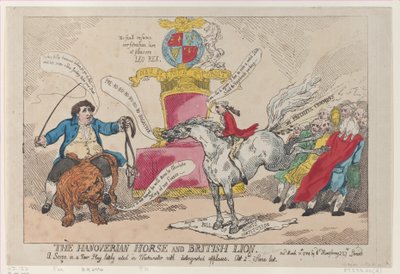 Koń hanowerski i lew brytyjski, 31 marca 1784., 31 marca 1784. autorstwa Thomas Rowlandson