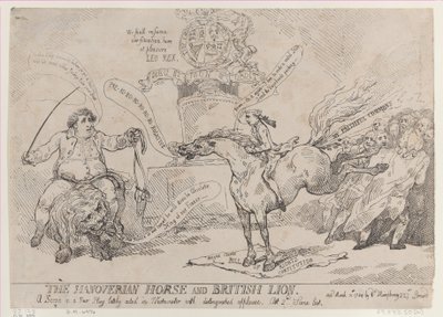 Koń hanowerski i lew brytyjski, 31 marca 1784., 31 marca 1784. autorstwa Thomas Rowlandson
