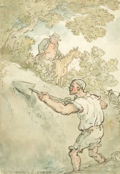 The Hedger and Ditcher (pióro i atrament oraz akwarela na papierze) autorstwa Thomas Rowlandson
