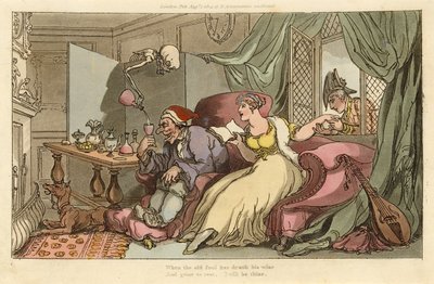 Miesiąc miodowy, z angielskiego tańca śmierci, wyd. 1816 (grawerowanie ręcznie kolorowane) autorstwa Thomas Rowlandson