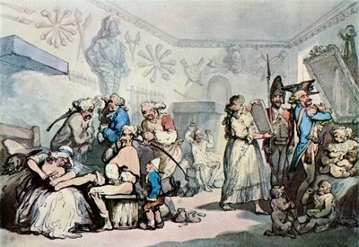 Wnętrze koszar francuskich, 1787, 1929 autorstwa Thomas Rowlandson