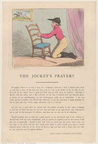 Modlitwa Dżokeja!!, 10 sierpnia 1801 r., 10 sierpnia 1801 r. autorstwa Thomas Rowlandson