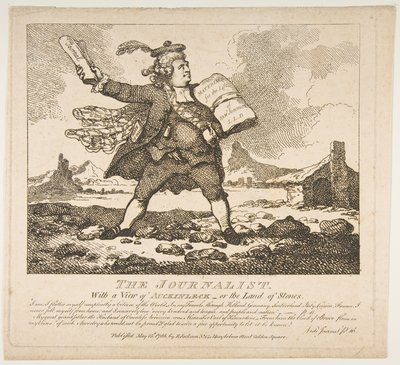 Dziennikarz, Z widokiem na Auchinleck - czyli krainę kamieni Malownicze piękno..., 15 maja 1786. autorstwa Thomas Rowlandson