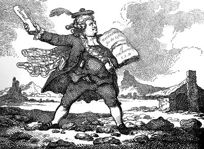 Dziennikarz z widokiem na Auchinleck czyli krainę kamieni, ok. 1786. autorstwa Thomas Rowlandson