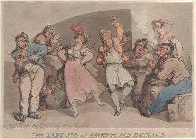 The Last Jig or Adieu to Old England, 10 stycznia 1818 r., 10 stycznia 1818 r. autorstwa Thomas Rowlandson