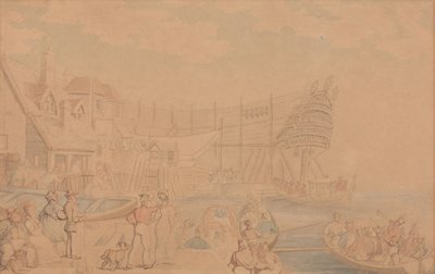 Wodowanie statku autorstwa Thomas Rowlandson