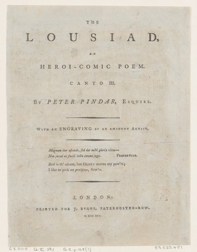 Lousiad autorstwa Petera Pindara, Frontispiece, 1787., 1787. autorstwa Thomas Rowlandson