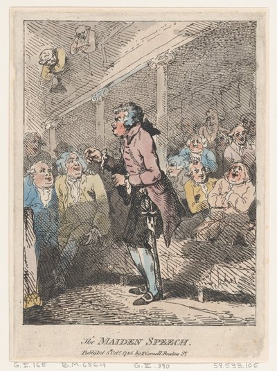 Przemówienie panieńskie, 5 października 1785, 5 października 1785. autorstwa Thomas Rowlandson