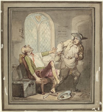 Morderstwo i rabunek skąpca autorstwa Thomas Rowlandson