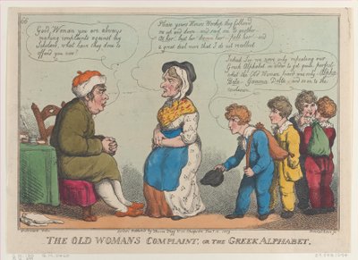 Skarga starej kobiety, czyli alfabet grecki, 15 stycznia 1809 r., 15 stycznia 1809 r. autorstwa Thomas Rowlandson