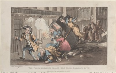Zerwanie partii i zerwanie Quae Genus, z Historii Jana..., 1 grudnia 1821 r. autorstwa Thomas Rowlandson