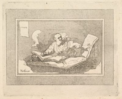 Książka do przepisywania filozofa z brodatym starcem, 1783-87. autorstwa Thomas Rowlandson