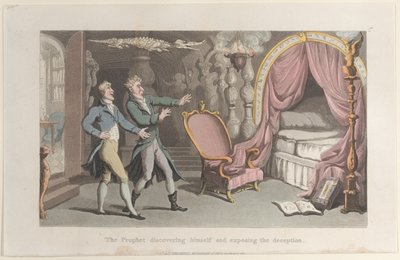 Prorok odkrywający siebie i demaskujący oszustwo, z Journal of Sentimental T..., 1821. autorstwa Thomas Rowlandson