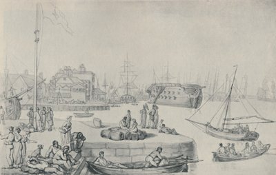 The Quay, Blackwall Docks, 1810, 1920 autorstwa Thomas Rowlandson