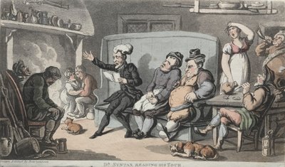 Wielebny dr Syntax czyta swoją wycieczkę. autorstwa Thomas Rowlandson