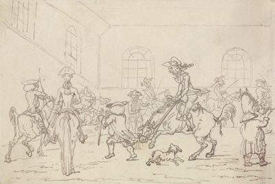 Szkoła Jazdy (pióro i atrament na papierze) autorstwa Thomas Rowlandson