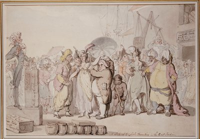 Sprzedaż angielskich piękności w Indiach Wschodnich, ok. 1810 r autorstwa Thomas Rowlandson