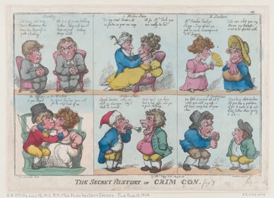 The Secret History of Crim Con, ryc. 1, 18 sierpnia 1808 r., 18 sierpnia 1808 r. autorstwa Thomas Rowlandson