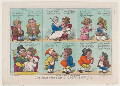 The Secret History of Crim Con, ryc. 1, 18 sierpnia 1808 r., 18 sierpnia 1808 r. autorstwa Thomas Rowlandson