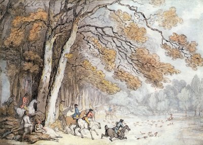 Polowanie na jelenia (pióro i akwarela na papierze) autorstwa Thomas Rowlandson
