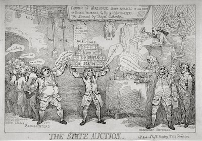 „Aukcja państwowa”, 1784 autorstwa Thomas Rowlandson