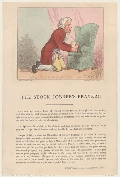 Modlitwa Stock Jobbera!!, 1 sierpnia 1801 r., 1 sierpnia 1801 r. autorstwa Thomas Rowlandson