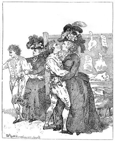 Dwie księżne patriotyczne na swoich płótnach proszą o łaskę wczesnego sondażu, 1784. autorstwa Thomas Rowlandson