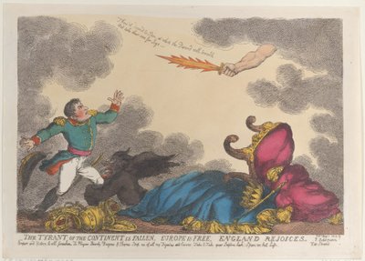 Tyran kontynentu upadł, Europa jest wolna, Anglia raduje się, 1 maja 1814, 1 maja 1814. autorstwa Thomas Rowlandson