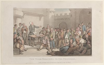 Przemówienie wikariusza do więźniów, z Wikariusza Wakefield, 1 maja 1817, 1 maja 1817. autorstwa Thomas Rowlandson