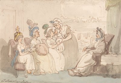Goście oglądają dziecko autorstwa Thomas Rowlandson