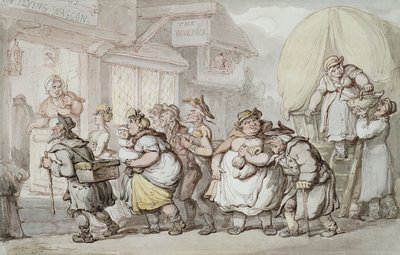 The Woolpack Inn: Przybycie "Latającego Waggonu", autorstwa Thomas Rowlandson