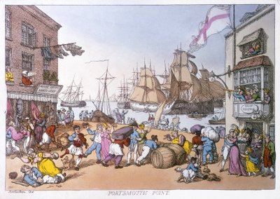 Dzielnica Portsmouth, kreskówka opisująca działalność tego angielskiego portu autorstwa Thomas Rowlandson