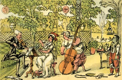 „Trio ogrodnicze” autorstwa Thomas Rowlandson