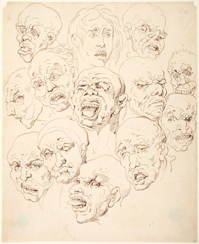 Trzynaście głów autorstwa Thomas Rowlandson