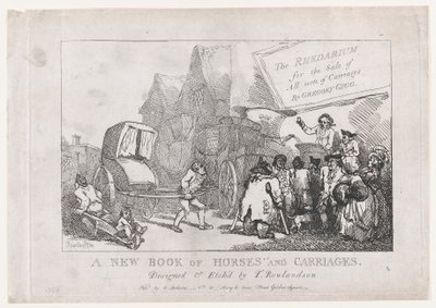 Strona tytułowa: Nowa księga koni i powozów, czyli Rhedarium na sprzedaż wszelkiego rodzaju..., 1784. autorstwa Thomas Rowlandson
