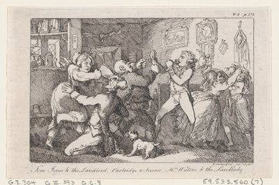 Tom Jones & the Landlord, Partridge & Susan, Mrs Waters & the Landlady, z Historii ..., 1792. autorstwa Thomas Rowlandson