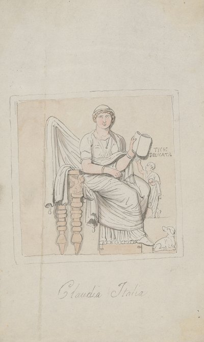 Tombstone, Claudia Italia jako alegoria muzyki autorstwa Thomas Rowlandson