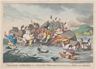 Podróżnik odświeżony w Stagnet [sic!] basenie, po zmęczeniu zakurzonym..., 1 lutego 1809 r. autorstwa Thomas Rowlandson