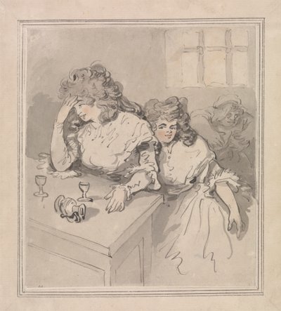 Dwie dziewczyny przewracające się autorstwa Thomas Rowlandson