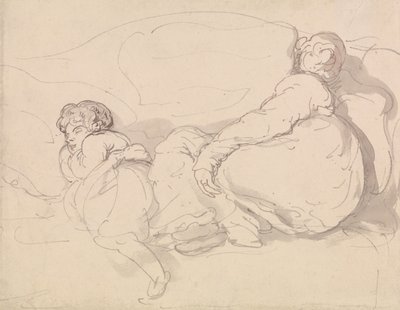 Dwie śpiące postacie autorstwa Thomas Rowlandson