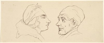 Dwie karykatury: mężczyzna i kobieta autorstwa Thomas Rowlandson