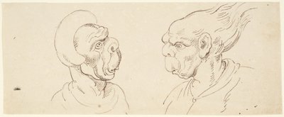 Dwie karykatury: męskie głowy autorstwa Thomas Rowlandson