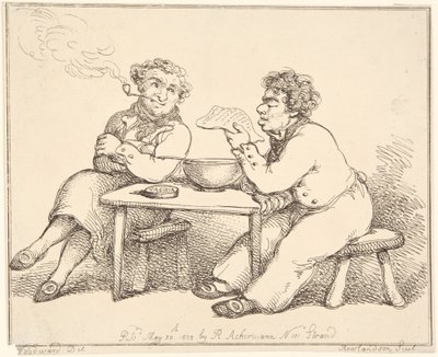 Dwóch mężczyzn przy stole autorstwa Thomas Rowlandson