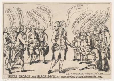 Wujek George i Black Dick na ich nowej grze w lotki morskie, 11 stycznia..., 11 stycznia 1787. autorstwa Thomas Rowlandson