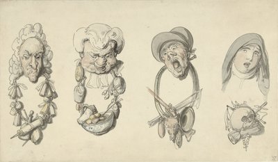 Cztery karykaturalne nagłówki autorstwa Thomas Rowlandson